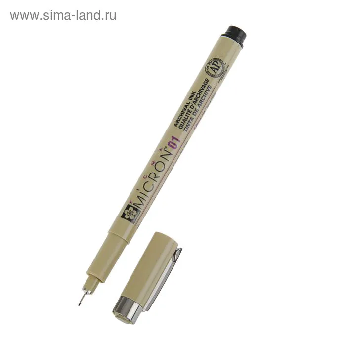 Ручка капиллярная для черчения Sakura Pigma Micron 01 линер 0.25 мм, черный, (высокое содержание пигмента)-0